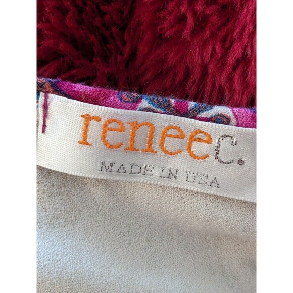 Renee C Women's sz S Rayon Camisole Pink Cream Blue Medallion Print Halter Style - Picture 9 of 12